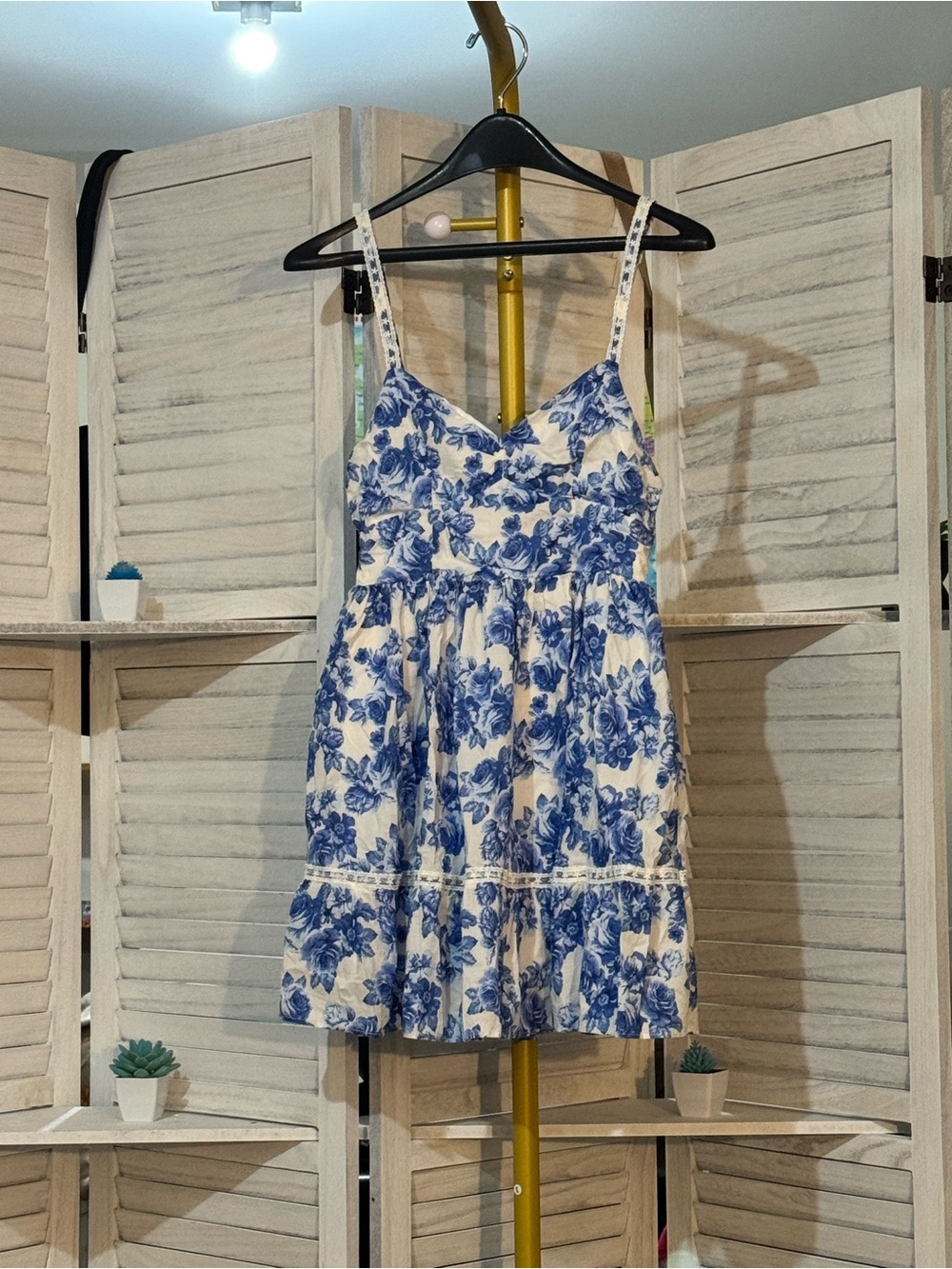 Altar'd State Light Blue and White Smocked Dress Small
